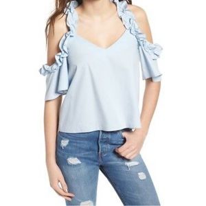 NWT Topshop Cold Shoulder Ruffle top US 10 UK 14